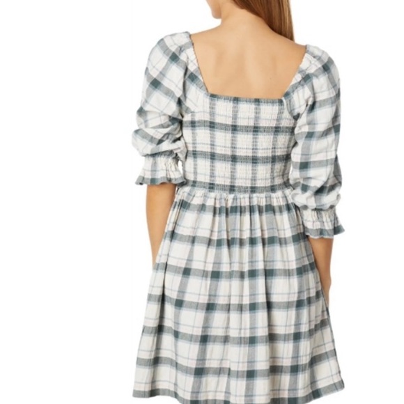 Madewell Lucie Elbow-Sleeved Smoked mini dress in Lebaum Plaid - Picture 2 of 4